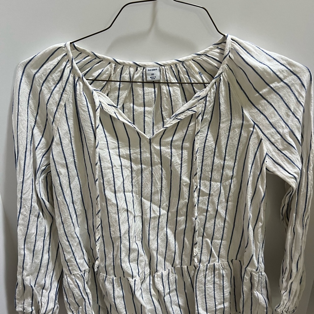 Old navy Navy Striped Long Sleeve Blouse - XS